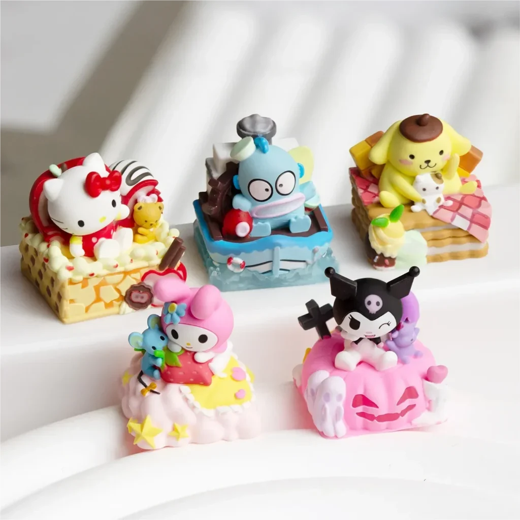 A whimsical handcrafted Hello Kitty: Characters resin keycap, vibrantly colored and detailed, ready to charm any custom mechanical keyboard setup.