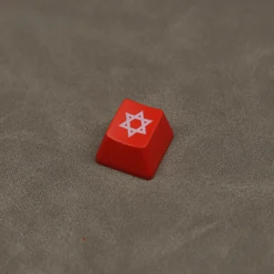 Vibrant red hexagram backlit ESC keycap glowing mystically, showcasing its intricate geometric design and artistic appeal.