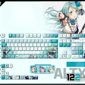 Vibrant Hikawa Sayo Keycap Set from BanG Dream! featuring dynamic anime art on durable PBT, ready to shine on your RGB keyboard.