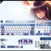 Vibrant Hiyamayama Rei PBT keycap set featuring iconic anime character art and translucent design for playful backlit charm.