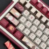Honkai Star Rail Mydei Cherry keycaps set displayed from various angles, showcasing its intricate futuristic anime-inspired designs for collectors.