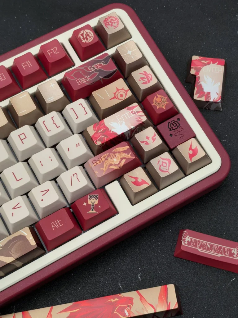 Exclusive Honkai Star Rail Cherry keycaps set from multiple angles, highlighting its futuristic, anime-inspired, combat-ready aesthetic.