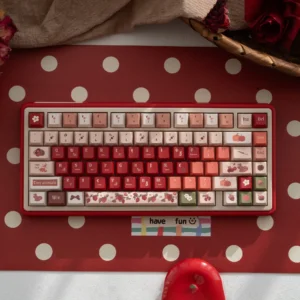 UR82 Rouge Enchanted Forest Custom Mechanical Keyboard Kit with immersive nature-themed keycaps, rouge accents, and Hifi Gasket typing.