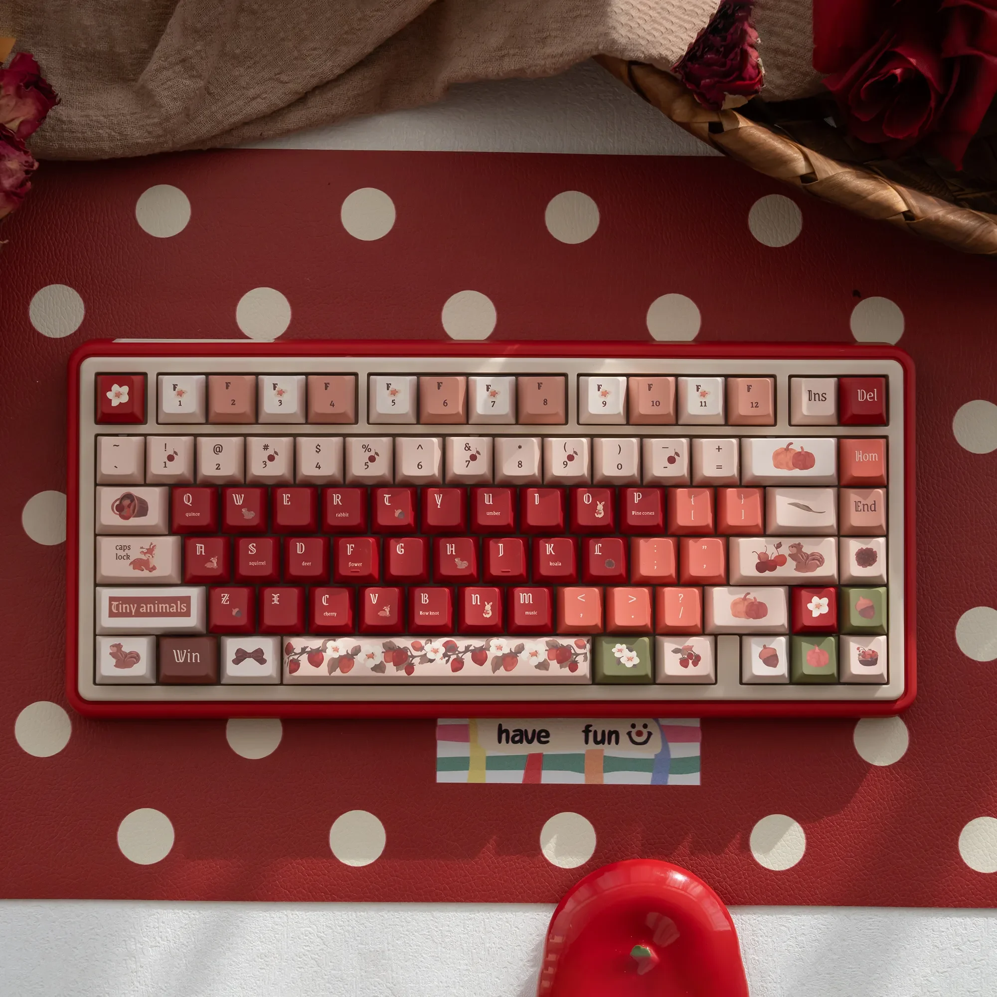 Enchanting UR82 Rouge Custom Mechanical Keyboard Kit with immersive deep forest keycaps and Hifi Gasket typing, embodying a premium artistic design.