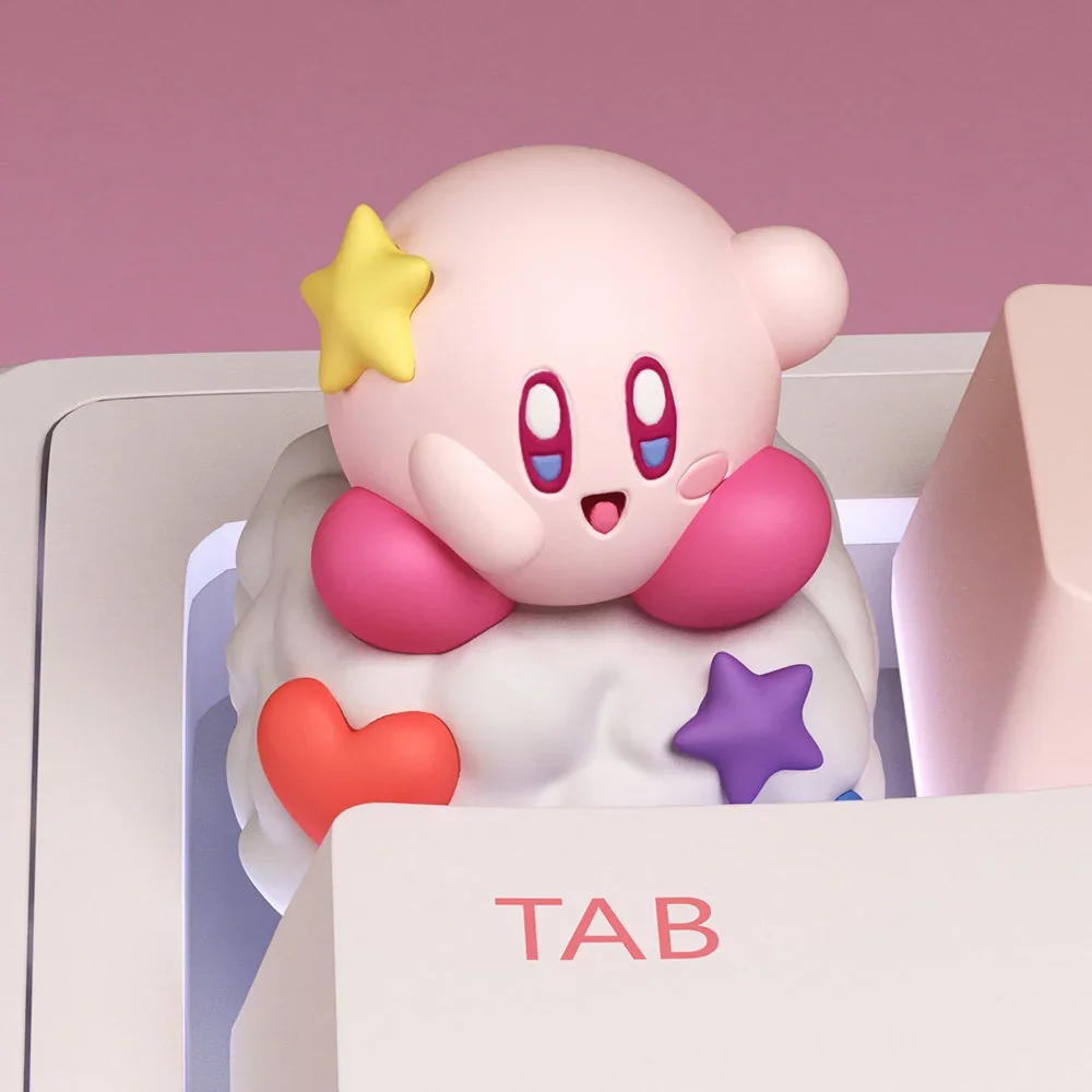 Artistic handcrafted 3D Kirby resin artisan keycap for ESC key, showcasing its vibrant, sculpted character design.
