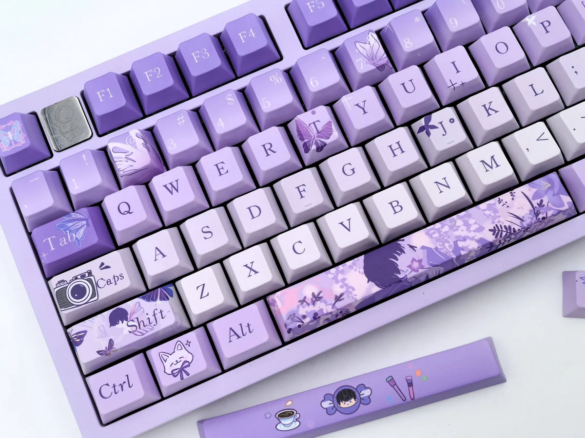 Lucien Keycaps: Queen's Choice PBT Set. Exclusive Lucien-themed PBT keycap set.3. Lucien Keycaps4. Elegant purple and blue motifs, inspired by Mr.Love.
