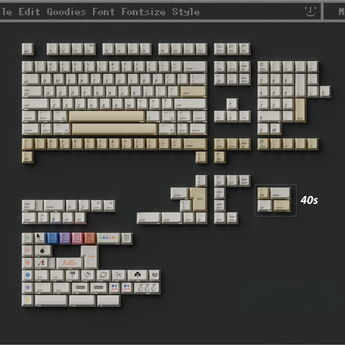 Premium Mac Color Keycaps set with a clean white PBT base, showcasing crisp, colorful silk-printed legends for a modern minimalist aesthetic.