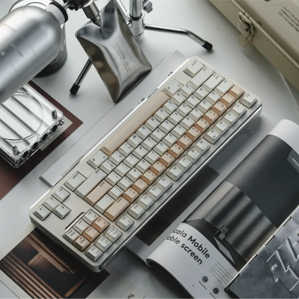 Mac color keycap set, showcasing a premium silk-printed aesthetic with crisp, colorful legends on a clean white base, embodying modern Mac design.