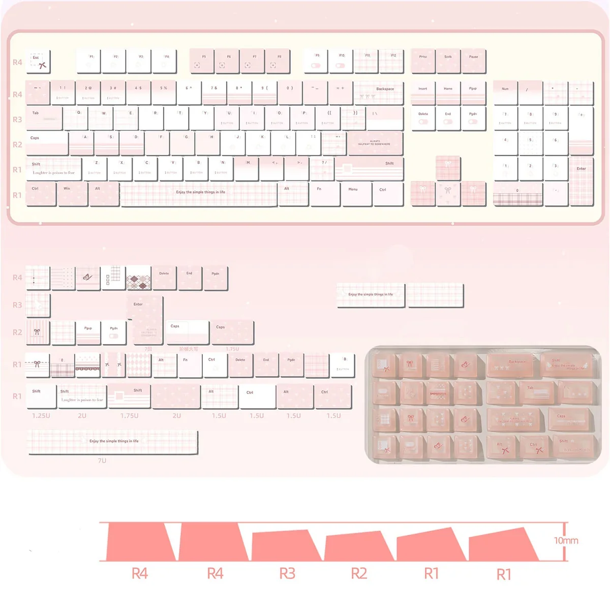 Magical Ethereal frosted translucent keycap set displayed from multiple angles, revealing its artistic foggy design, diffused light, and unique depth for customize.