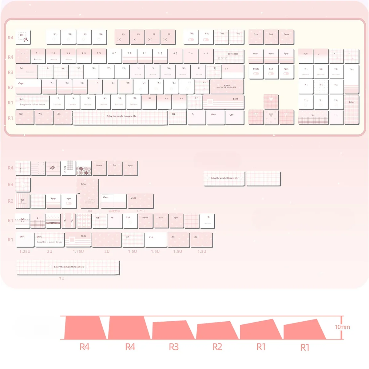 Magical Ethereal frosted translucent keycap set from multiple angles, showcasing their artistic foggy design and diffused light for unique minimalist keyboard.