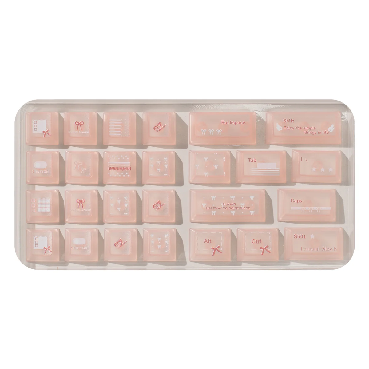 Magical Ethereal frosted translucent PC keycap supplement set, 26 keys, featuring the artistic Mag's Story design for unique keyboards.