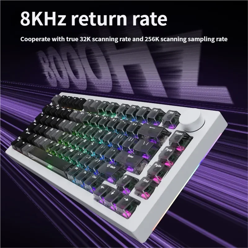 5075 V3 Magnetic Gaming Keyboard gallery. See its sleek black transparent design, ultra-responsive magnetic switches, and premium setup.
