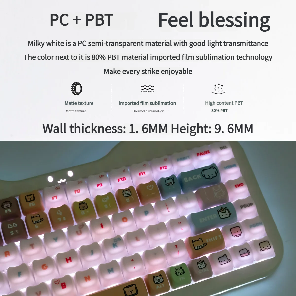 Cartoon Zoo MAO Keycap Set: playful zoo animals, pastel colors, smooth matte finish. Designed for magnetic switches.