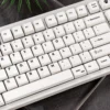 Explore various angles of the Refreshing Minimalist White Magnetic Switch Keycaps Set, highlighting their serene MDA Profile and crisp design.