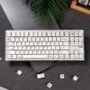 Refreshing minimalist white Magnetic Switch Keycaps Set featuring a serene MDA profile, designed for premium typing performance and a clean aesthetic.