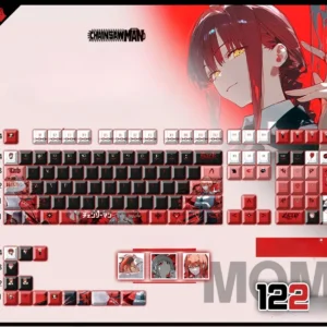 Exclusive Makima Chainsaw Man PBT backlit keycap set, showcasing iconic character art with a dark anime aesthetic.