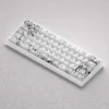 PBT Miyazono Kaori anime keycaps set with intricate black and white line art engravings, perfect for enhancing 60%, 65%, or 68% mechanical keyboards.