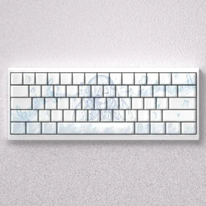 Miku Nakano Keycap Set with side-engraved, light-transmitting characters, offering a unique aesthetic for custom mechanical keyboards.