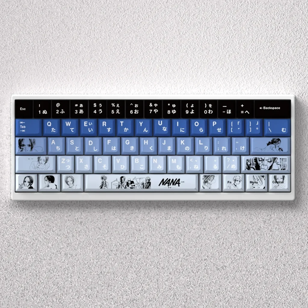 NANA Keycaps set showcasing iconic anime character art with a punk-rock aesthetic on durable PBT, perfect for the rebel soul.