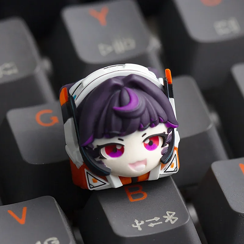 Multiple detailed views of the handcrafted Overwatch Juno resin artisan keycap, showcasing its vibrant, artistic sculpt and unique game-inspired aesthetics.