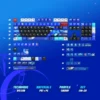 Premium P3R keycap set: Nuclear Blue PBT dye-sublimation gaming set, glowing with vibrant Persona 3 Reload energy and dynamic side-lit effects.