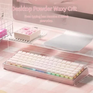 Elegant pink mechanical keyboard for silent wireless typing, featuring a soft matte finish and minimalist aesthetic.