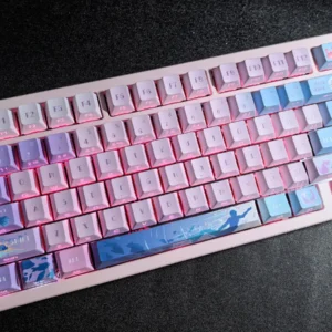 Elegant Rafayel Keycap Set: exclusive double-shot PBT keycaps featuring character-inspired motifs, premium finish, and clean side lettering