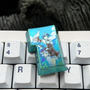 Exclusive Rem Titanium Alloy Enter keycap from Re:Zero, featuring vibrant anime character art on a polished, durable titanium canvas.