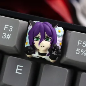 Exclusive Reze Keycap, an explosive Chainsaw Man artisan collectible for mechanical keyboards, capturing her detailed, dynamic energy.