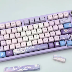Distinctive Robin FOA Keycap Set featuring serene pastel blue and an artistic bird-inspired aesthetic for a calm keyboard.