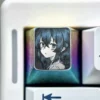 Artistic Roxy Titanium Keycap, precision-carved with intricate anime art on polished titanium, featuring subtle silver highlights. A collectible ESC Key.