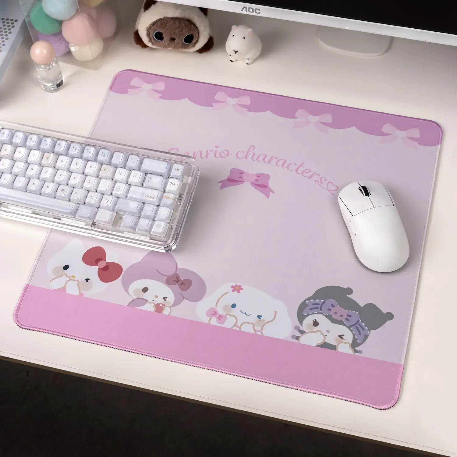 Sanrio mouse pad gallery view. Vibrant, adorable Sanrio characters enhance any desktop with cuteness. Enjoy smooth gaming and office setup.
