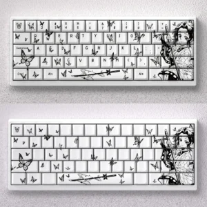 Exclusive Demon Slayer Shinobu Kocho keycap set, a stunning custom anime mechanical keycap featuring a vibrant butterfly motif and elegant artistry.
