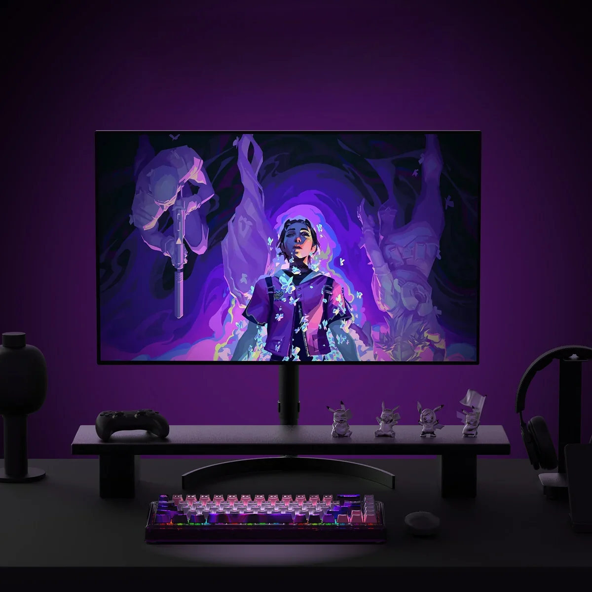 Multiple angles of the sleek 'Silver Wing' magnetic switch gaming keyboard, showcasing its electroplated finish and transparent PC elements for 0.01ms.