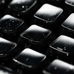 Celestial Glitter Starry Sky Keycap Set, featuring sparkling embedded cosmic dust within deep black translucent PC. Side-engraved for a premium design.
