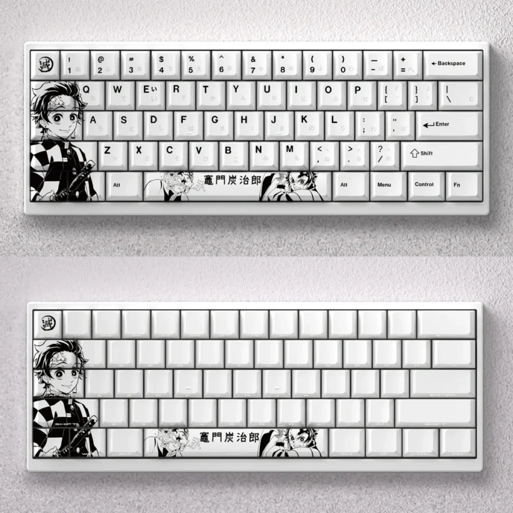 Vibrant Demon Slayer Tanjiro Keycap Set showcasing the iconic heros details, perfect for a custom mechanical keyboard with an artistic, heroic spirit.