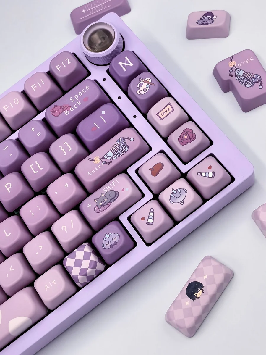 Close-up of an exclusive Tears of Themis Marius von Hagen artisan keycap set, showcasing intricate character motifs and elegant game-inspired design.