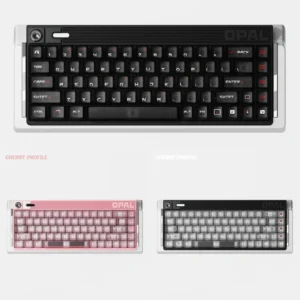 Ethereal Shadow Play translucent keycaps set glowing misty design on a custom backlit keyboard, embodying their mystical shadow theme feel.