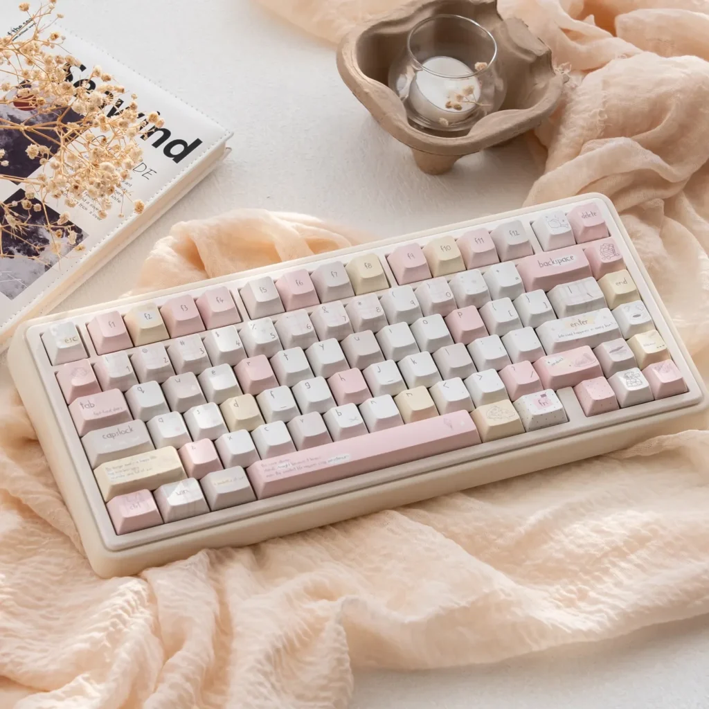 Creamy Delight Custom Gasket Keyboard Kit in soft pastels, featuring a premium gasket mount for hifi soft-elastic typing and a modern aesthetic.