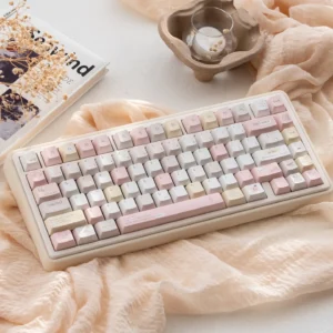 Creamy Delight Custom Gasket Keyboard Kit in soft pastels, featuring a premium gasket mount for hifi soft-elastic typing and a modern aesthetic.