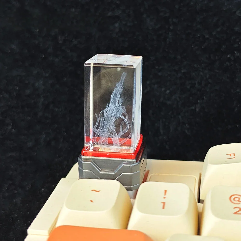 Exclusive Valorant Gaia Vengeance Vandal artisan keycap, front view. Intricate mystical forest design with glowing energy accents.