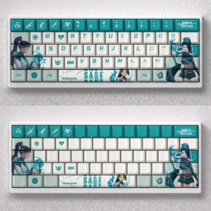 Main image of the Serene Power Set Valorant Sage PBT Keycaps, showcasing premium, mystical dye-sub legends for unique Valorant Keycaps.