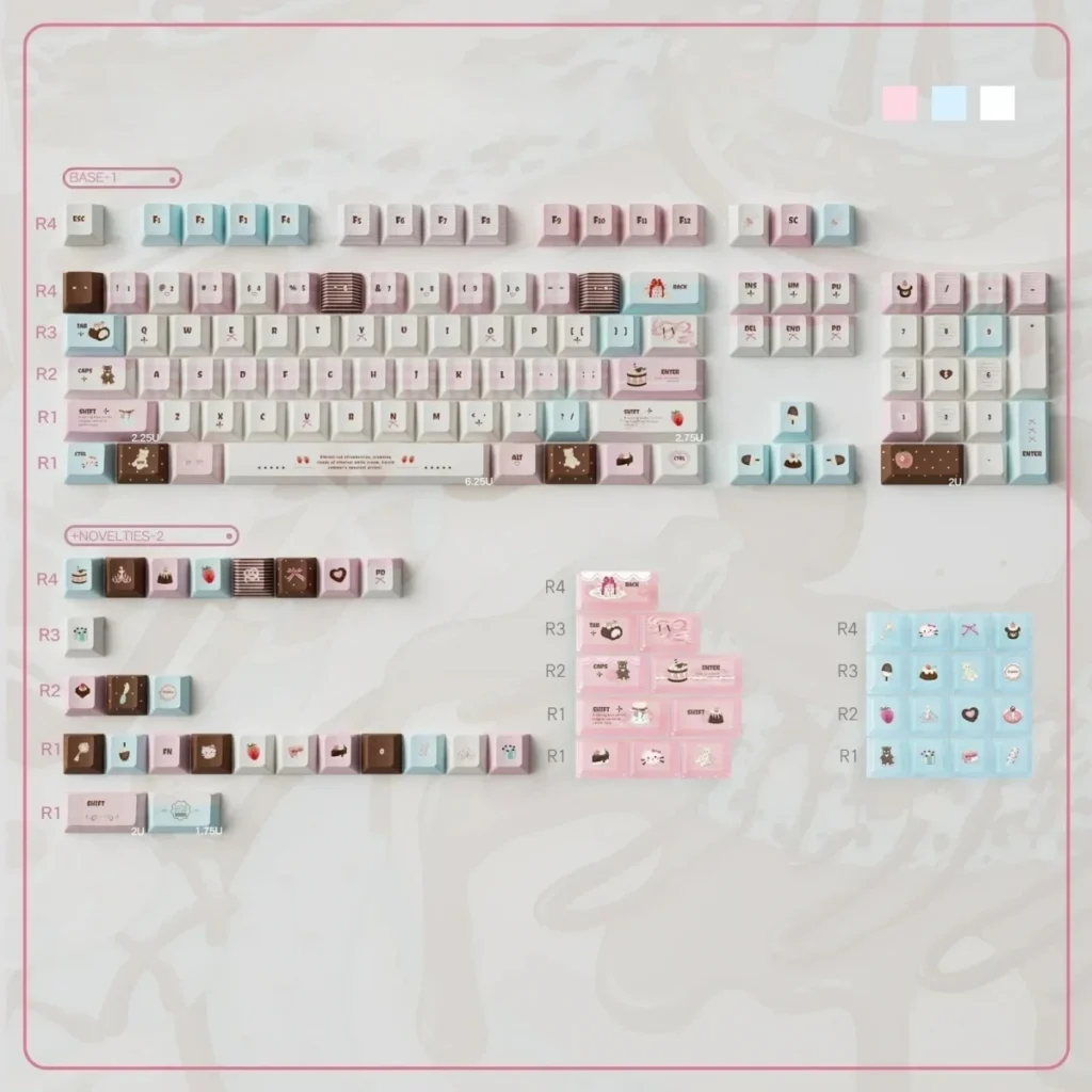 Velvet Frosted Strawberry Keycaps Set glowing softly, showcasing the translucent PBT+PC design and sweet whimsical aesthetic for custom keyboards.
