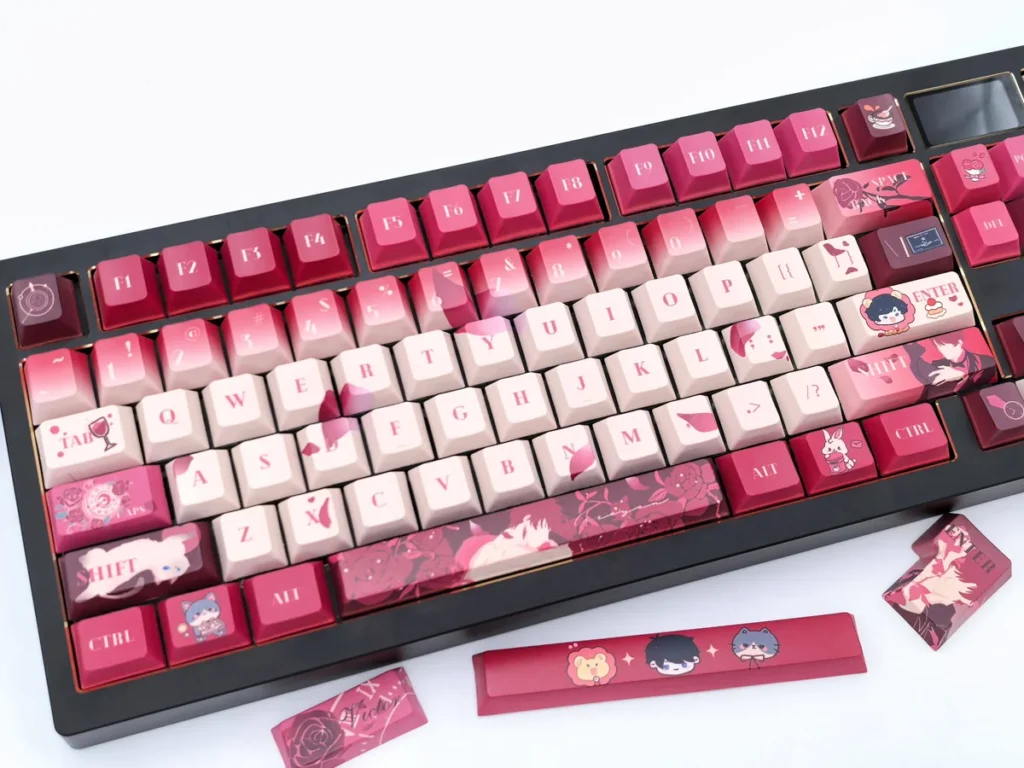 Victor Keycap Set elegantly displayed, showcasing sophisticated character-inspired motifs and premium artistic craftsmanship.