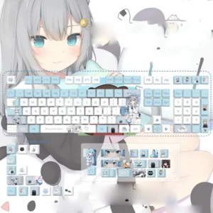 Whimsical Virtual YouTuber Keycap Set for mechanical keyboards, showcasing adorable character art with a unique profile.