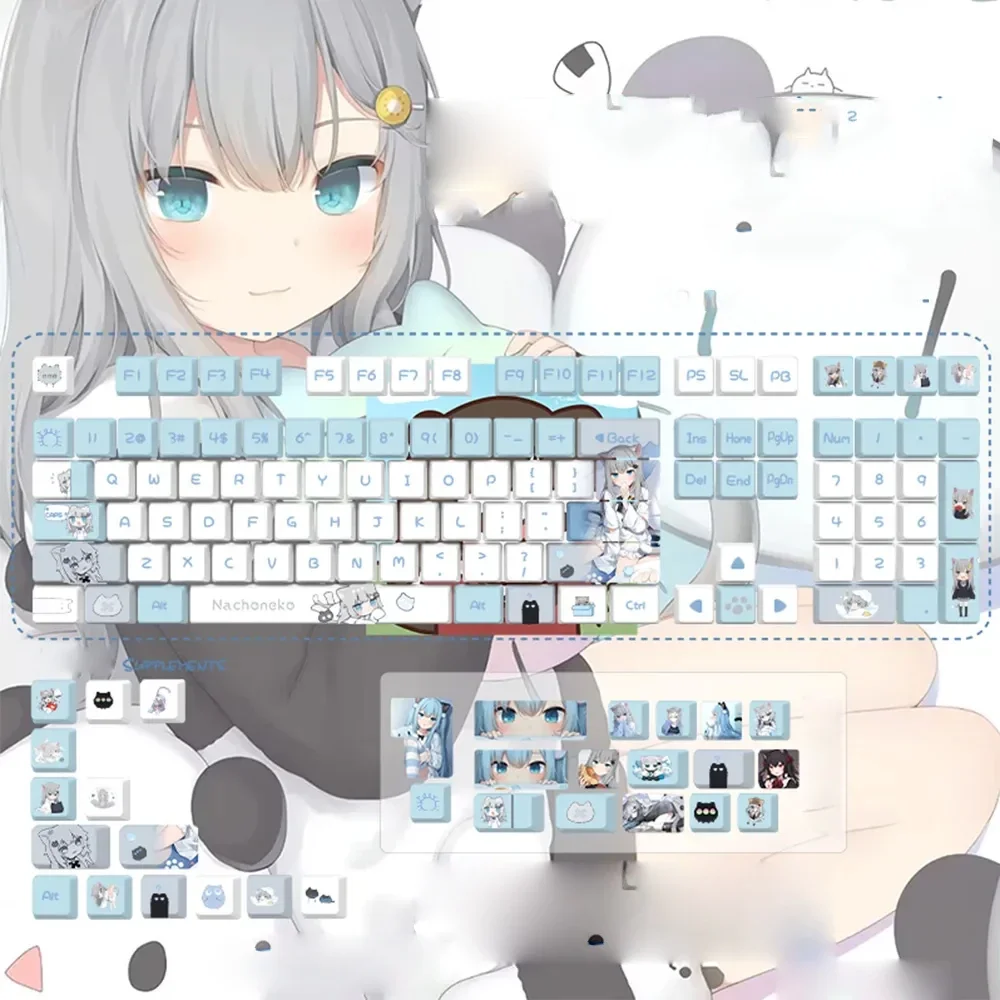 Whimsical Virtual YouTuber Keycap Set shine on a mechanical keyboard, featuring the adorable art and smooth profile.