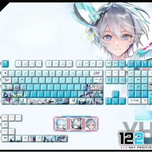 Exclusive VOCALOID Yanhe PBT backlit keycap set features vibrant character art, crisp legends, and a clean, artistic design.
