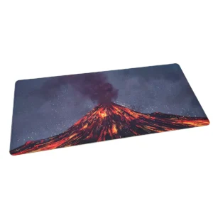 Experience fiery immersion with this large Volcano Gaming Desk Mat, featuring a dramatic volcanic landscape and molten lava flows in vivid detail.