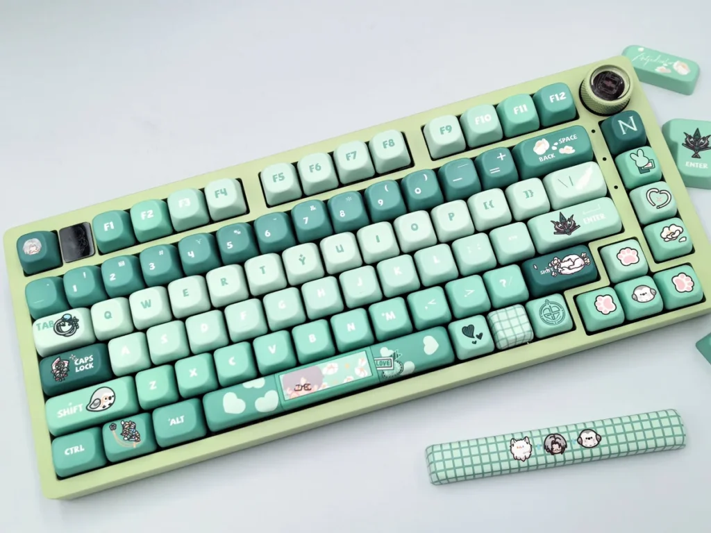 The Vyn Richter Keycap Set, an elegant FOA profile tribute, beautifully displayed with sophisticated Mò Yì character aesthetics and cool tones.