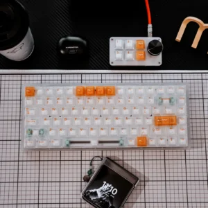 White Orange Mist Cherry Keycap Set in white and orange, showcasing a refreshing stylish aesthetic.
